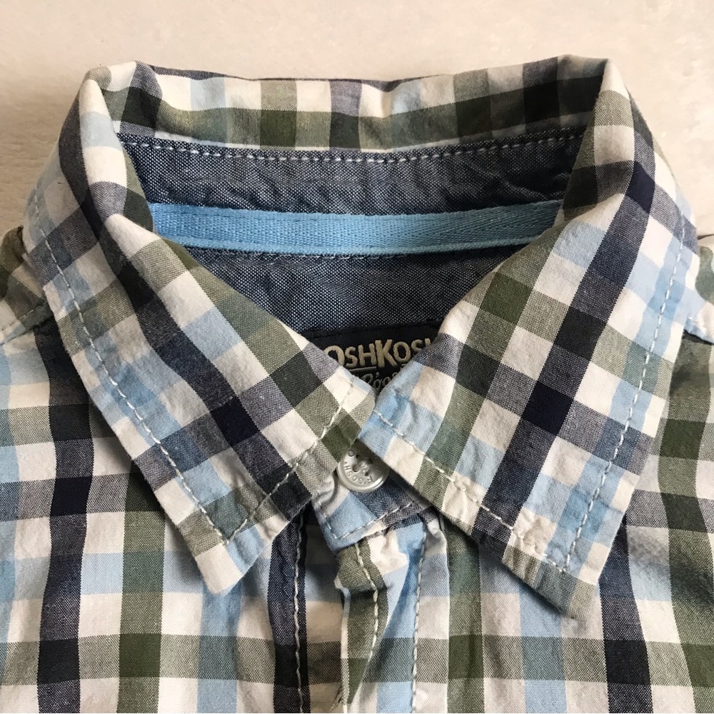 Oshkosh Button Down Shirt Boy’s Size 14 Multicolor Long Sleeve Plaid 100% Cotton - Picture 9 of 11
